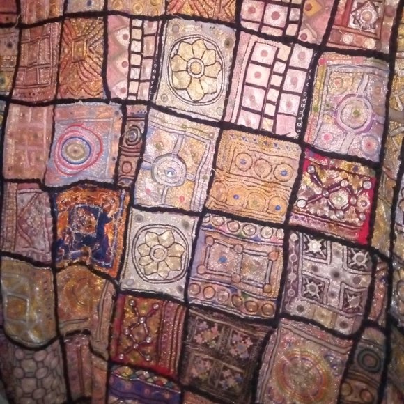 70 INCH BY 40 INCH MIRRORED WALL HANGING PATCHWORK TAPESTRY - Picture 1 of 2
